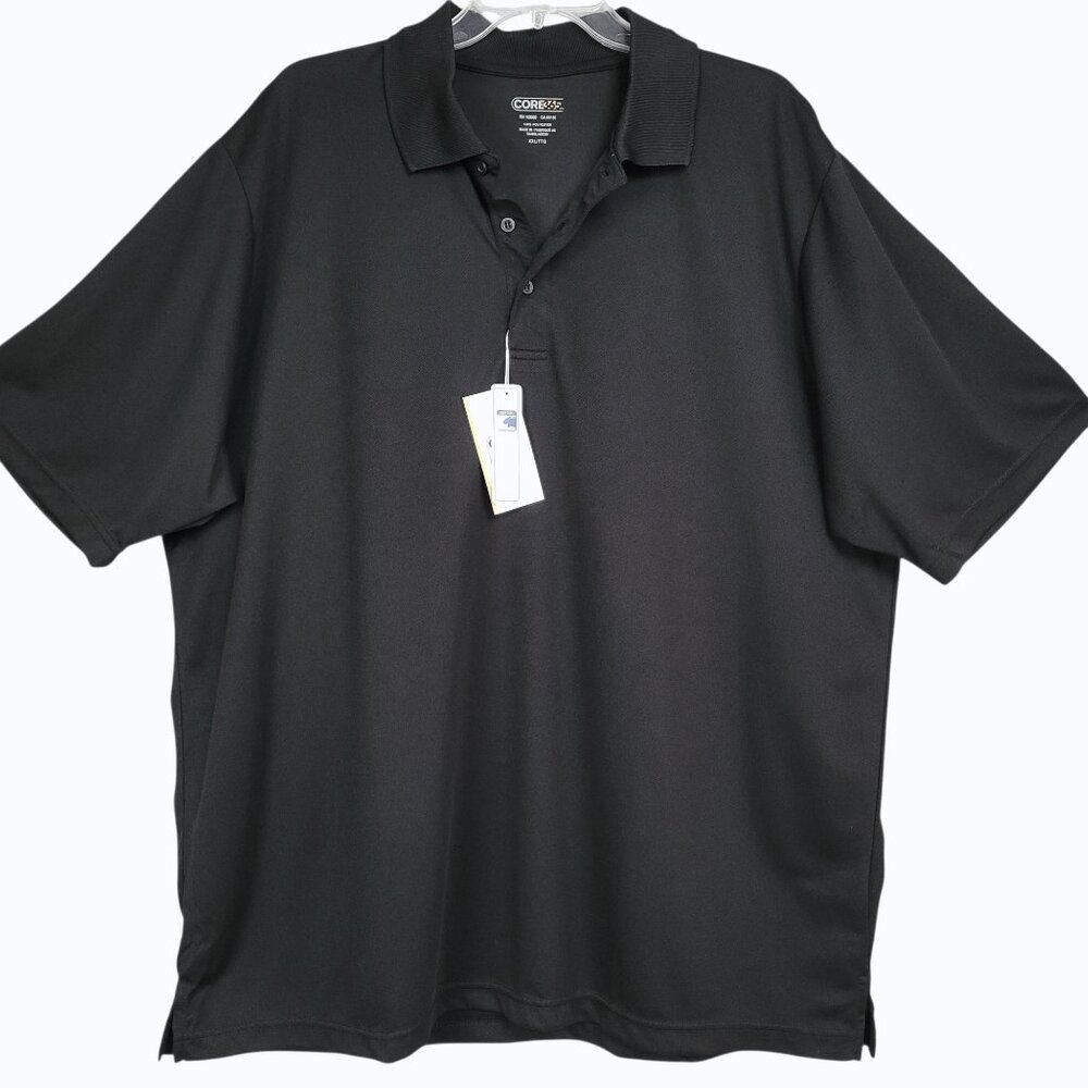 Core 365 Polo Shirt Men XXL Black Moisture Wicking Easy Care Short Sleeve Casual